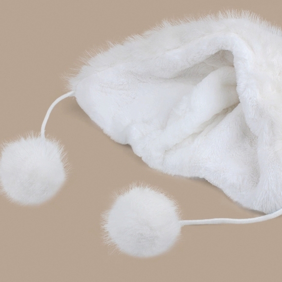 Hello Kitty Inspired Fuzzy Hat with Red Bow & Pom-Poms - Picture 8 of 10